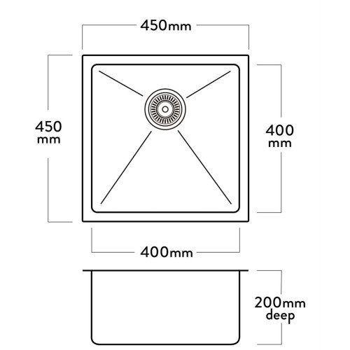 Aurora Single Bowl technical drawing